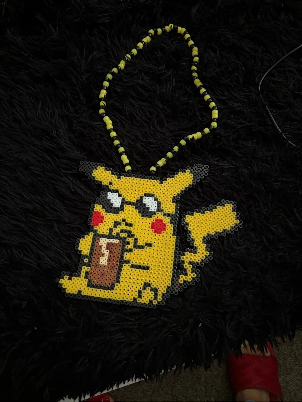 Pikachu Beaded Crossbody necklace Yellow & Black Like New